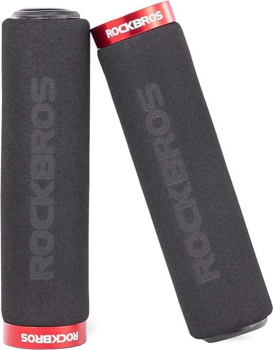 Rockbros BT1001BKRD sponge bicycle handlebar grips - black and red