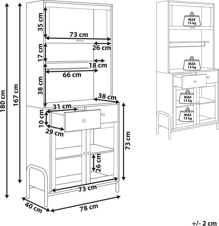 Produktbild Beliani Parlin (82 x 40 x 180 cm)