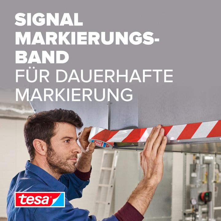 Produktbild tesa UNIVERSAL Signal Markierungsband, selbstklebendes PP Warnband zur permanenten Markierung (50 mm)