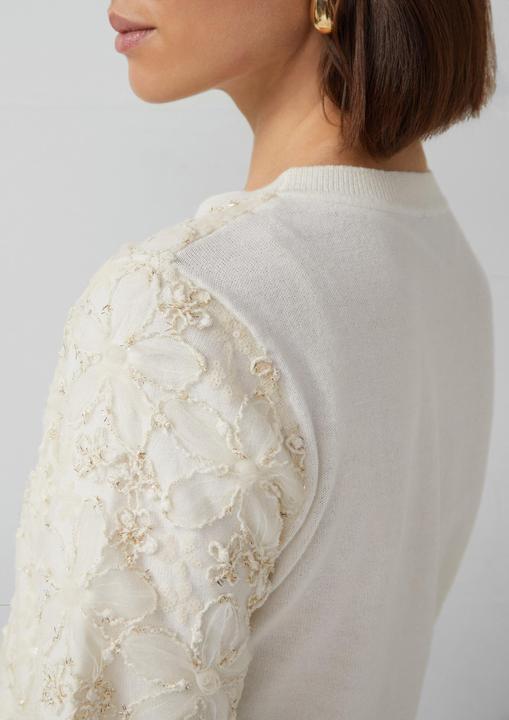 Produktbild s.Oliver Strickpullover Floral gemustertes Shirt mit Pailletten und Glitzergarn (40)