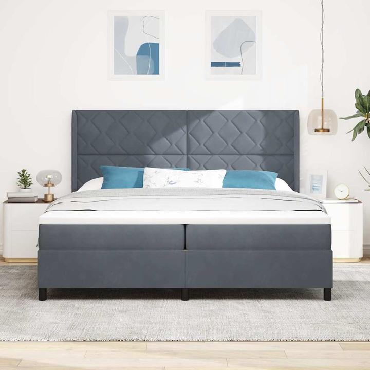 Produktbild vidaXL Boxspringbett Mit Matratze Samt Dunkelgrau (200 x 200 cm)
