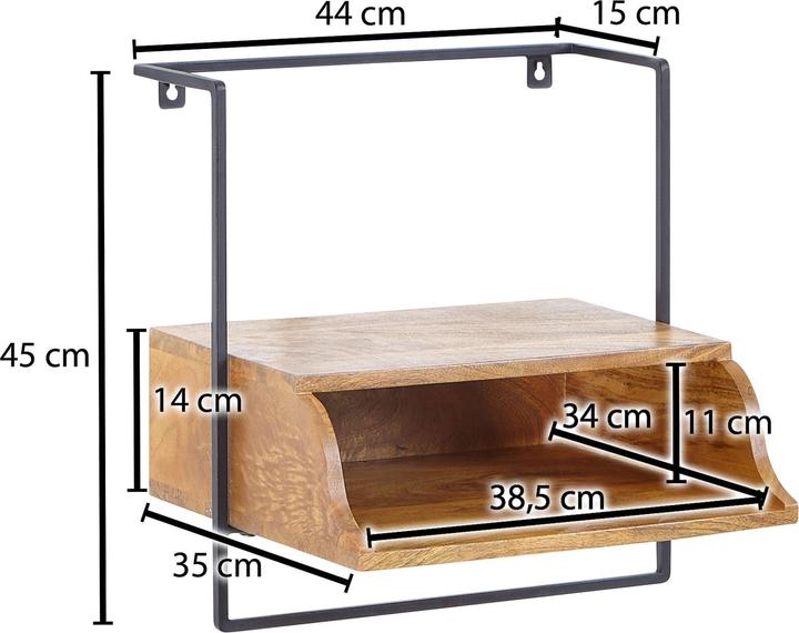 Produktbild FineBuy Nachtkonsole FB79568 44x45x35 cm Mango Massivholz Braun (35 x 44 x 45 cm)