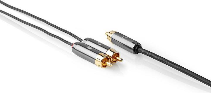 Image du produit Nedis Câble de subwoofer | RCA | 2x RCA mâles | Plaqué or | 3.00 m | rond | 4.5 mm | Gris / Gun Metal (3 m, RCA)