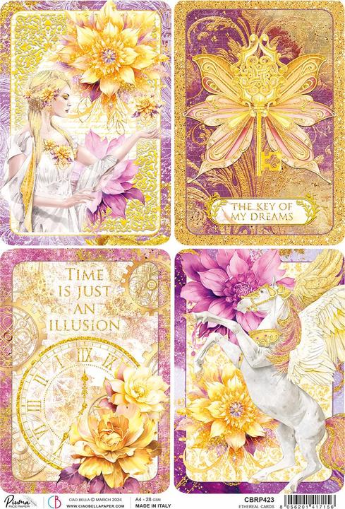 Ciao Bella Motiv-Strohseide "Ethereal - Himlische Karten", DIN A4 (28 g/m²)