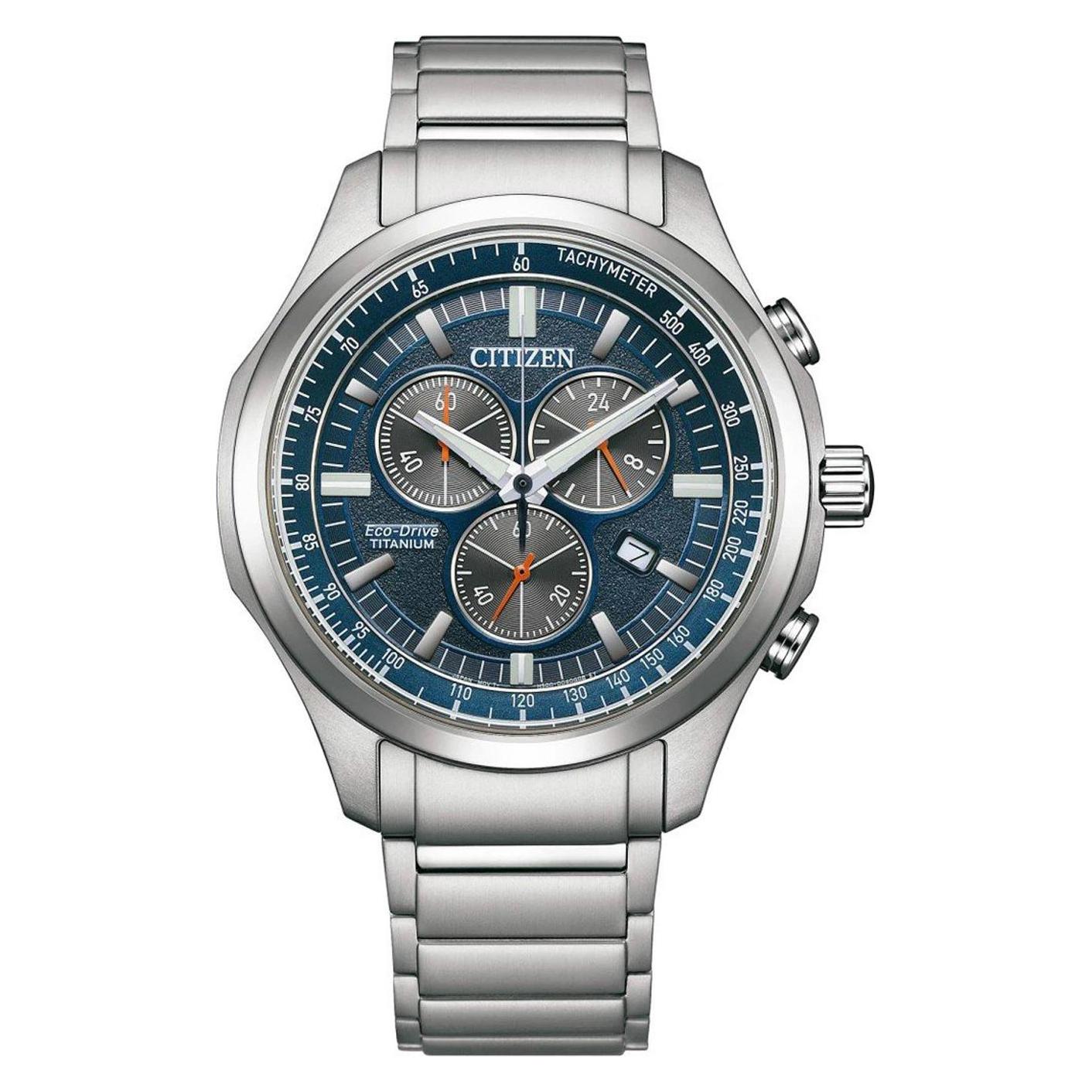 Citizen, Armbanduhr, AT2530-85L Eco-Drive Titanium Chronograph Herren 43mm 10ATM, Silber, (Chronograph, 43 mm)