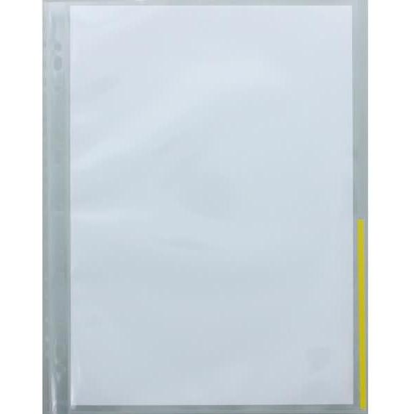 Foldersys, Mappe, Prospekthüllen A4 PP Euro-Lochung mit Indexstreifen VE=100 Stück transparent/gelb (A4, 1 x)