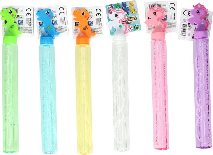 Johntoy Seifenblasenmaschine Einhorn und Dinosaurier 118ml 24 Stück.