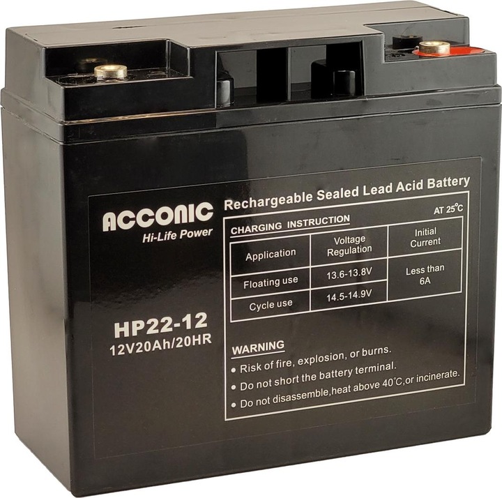 Image du produit Acconic HP22-12 Hi-Life Power AGM 12V 22Ah Batterie UPS (12 V, 22 Ah)
