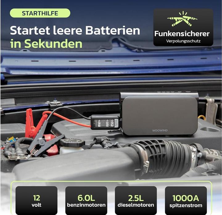 Actual product image Woowind Bora Plus 3-in-1 (1000 A, 16000 mAh)