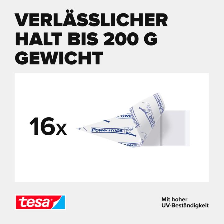 Produktbild tesa Powerstrips für Glas, transparente Klebestreifen