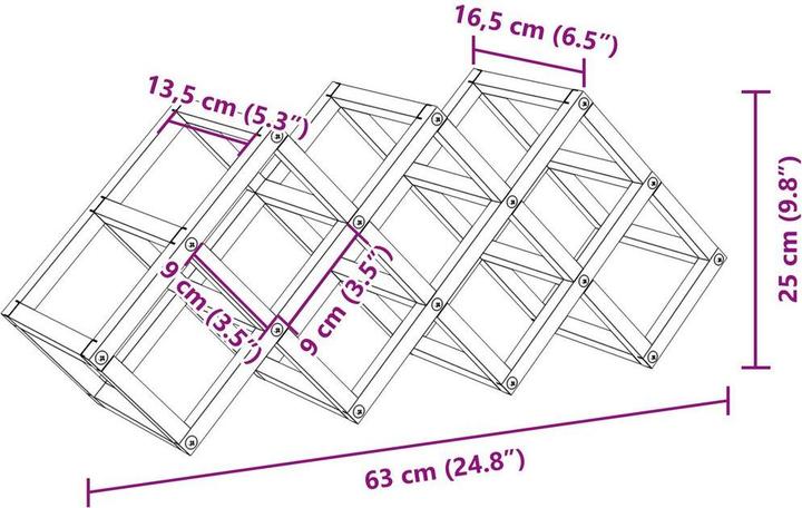 Produktbild VidaXL Weinregal (63 x 16.5 x 25 cm, 9 Fl.)