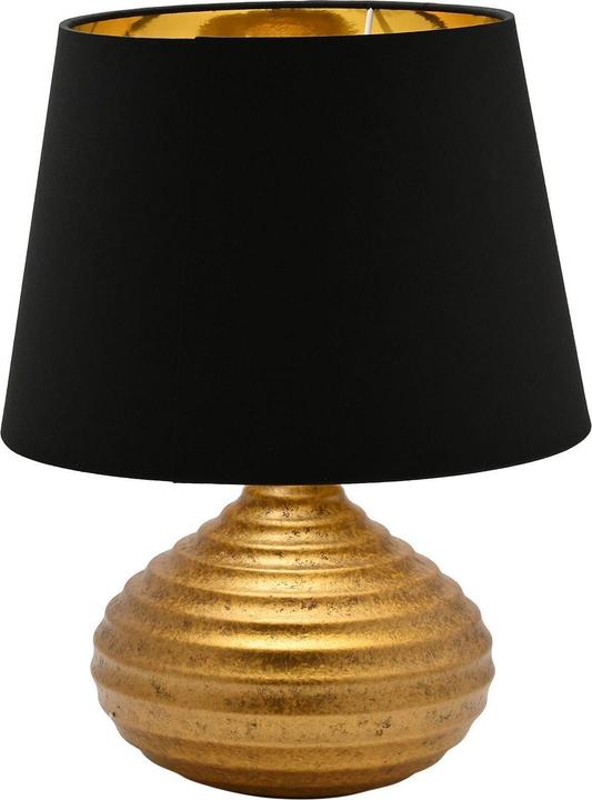 Hestia Ceramic Table Lamp Black & Gold - Rounded Base