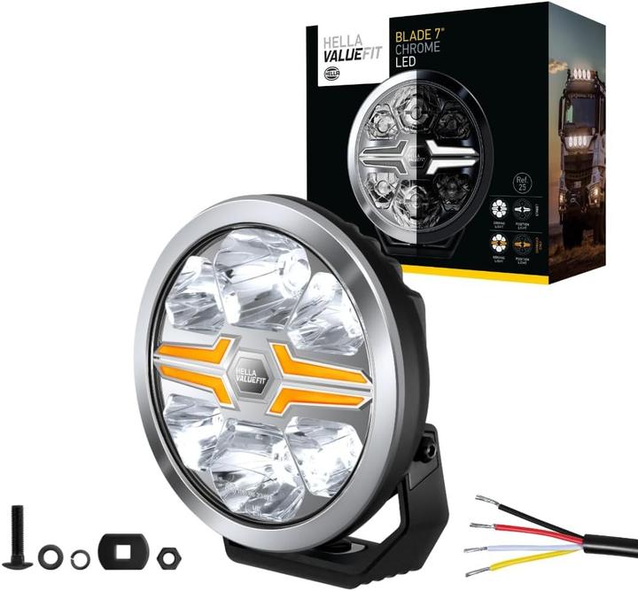 Produktbild Hella Runde LED-Verstraler mit Chromgehäuse und ECE-Zulassung