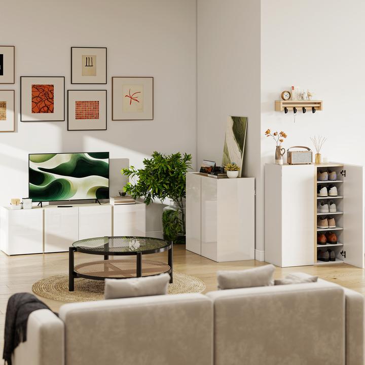 Produktbild Homcom TV Schrank Spanplatte Hochglanzweiss (38 x 38 x 45 cm)