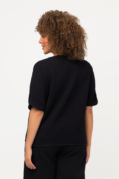 Produktbild Ulla Popken Musselin-Bluse, Oversized, Tunika-Ausschnitt, Halbarm (50, 52)