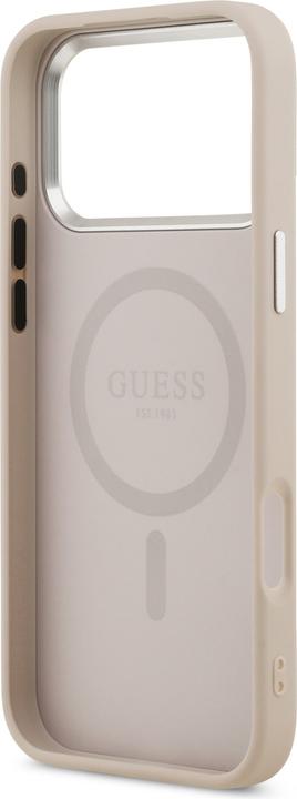 Produktbild Guess Case Magsafe PU Leather Case With Triangle Logo Silver Metal Camera Frame For iPhone 17 Pro Pi (Apple iPhone 17 Pro)