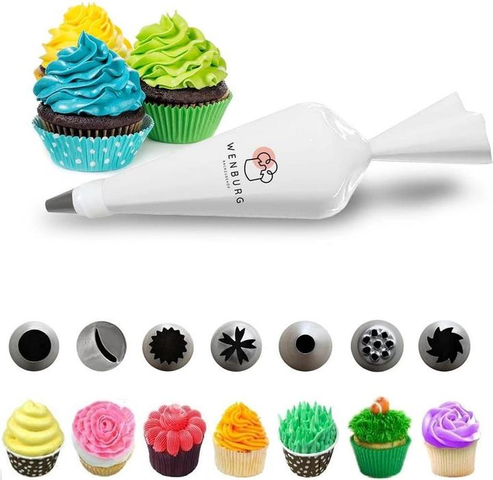 Actual product image Wenburg Spritzbeutel Set - 10-tlg. - Edelstahl-Tüllen (Piping bag set)