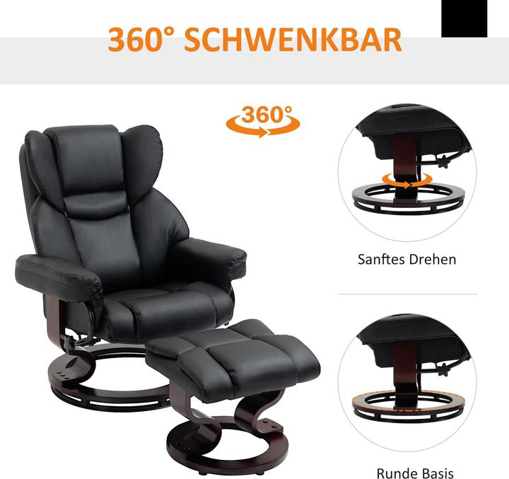 Immagine prodotto Swisshandel24 Poltrona reclinabile con sgabello, poltrona TV girevole, poltrona TV con funzione di reclinazione