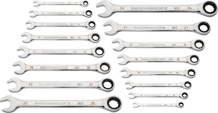 Actual product image Gear Wrench 12-kant Ratschen-Ringmaulschlüssel Satz, 90Z, 16-tlg.