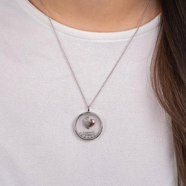 Immagine prodotto Engelsrufer Bellissima collana bicolore Cuore con ala e zirconi BLACK-LENS-HWBIR (Argento 925, Oro rosa 18 carati, 42 cm)