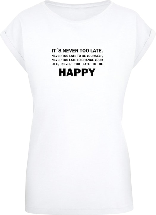 Produktbild Merchcode Ladies Never Too Late Extended Shoulder Tee - 111665 (4XL)