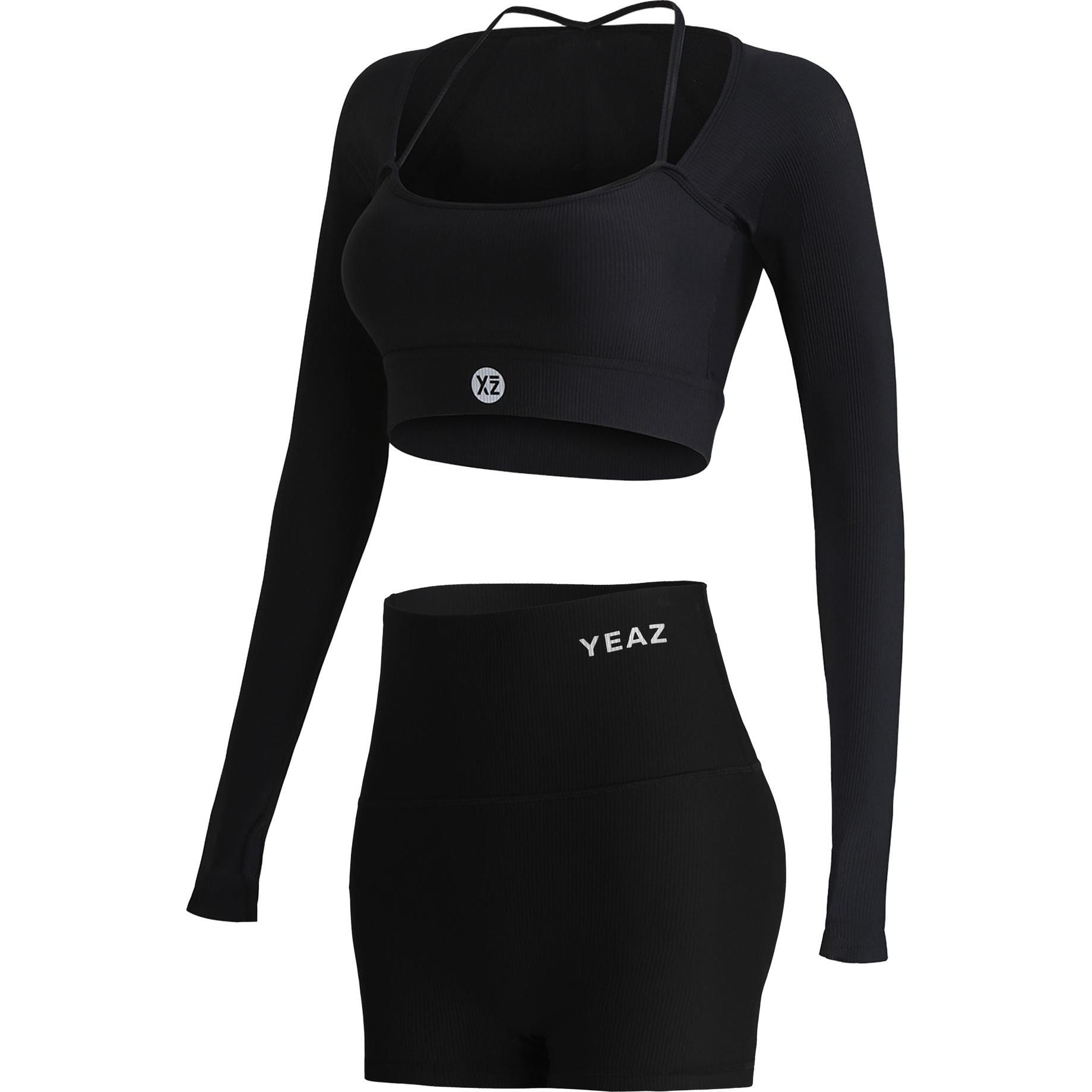 Yeaz, Unisex, Sporthose, CLUB LEVEL SET Long Top Shorts XL (Black) (XL), Schwarz, XL
