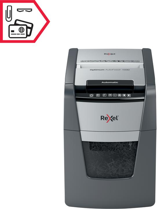 Immagine prodotto Rexel Optimum AutoFeed+ 100M Shredder micro cut 2 x 15 mm 34 l Numero di fogli (max.): 100 Secure (Microtaglio)