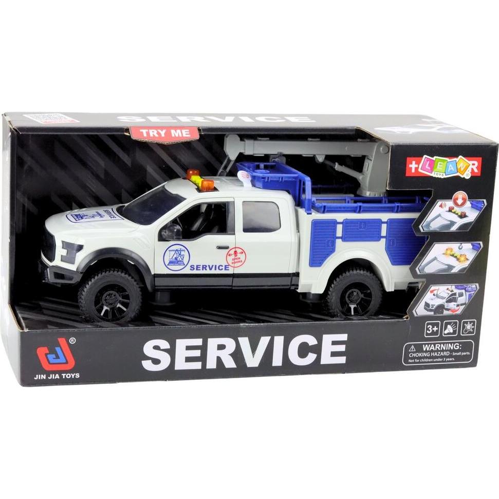 Lean Toys Lean Service-Lkw Mit Kran Lights Sounds Weiss 1:12