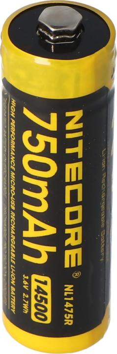 Produktbild Nitecore Li-Ion Akku Typ 14500 - 750mAh - NL1475R