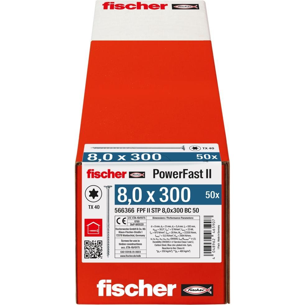 Thumbnail - Fischer, Schrauben, Holzbauschraube Stufensenkkopf Power-Fast II 8x300 mm TG TX40 vz. (50 Schrauben pro Stück)