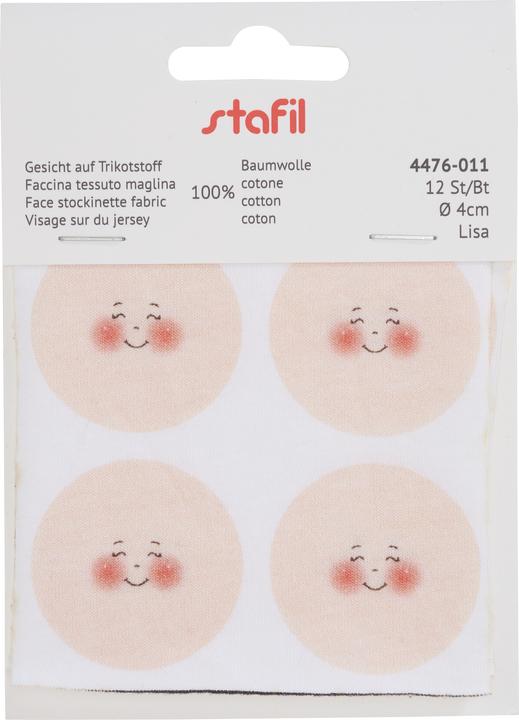 Actual product image Stafil Faces on jersey fabric "Lisa", Ø 4 cm