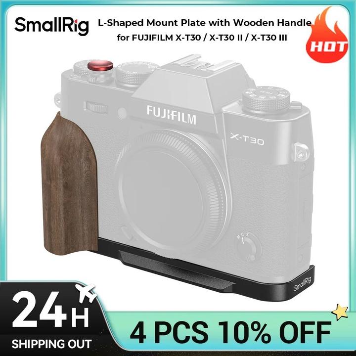 Produktbild SmallRig 5666 L-Shaped Mount Plate with Wooden Handle for FUJIFILM X-T30 / X-T30 II / X-T30 III (Black) (Cage, Griff)