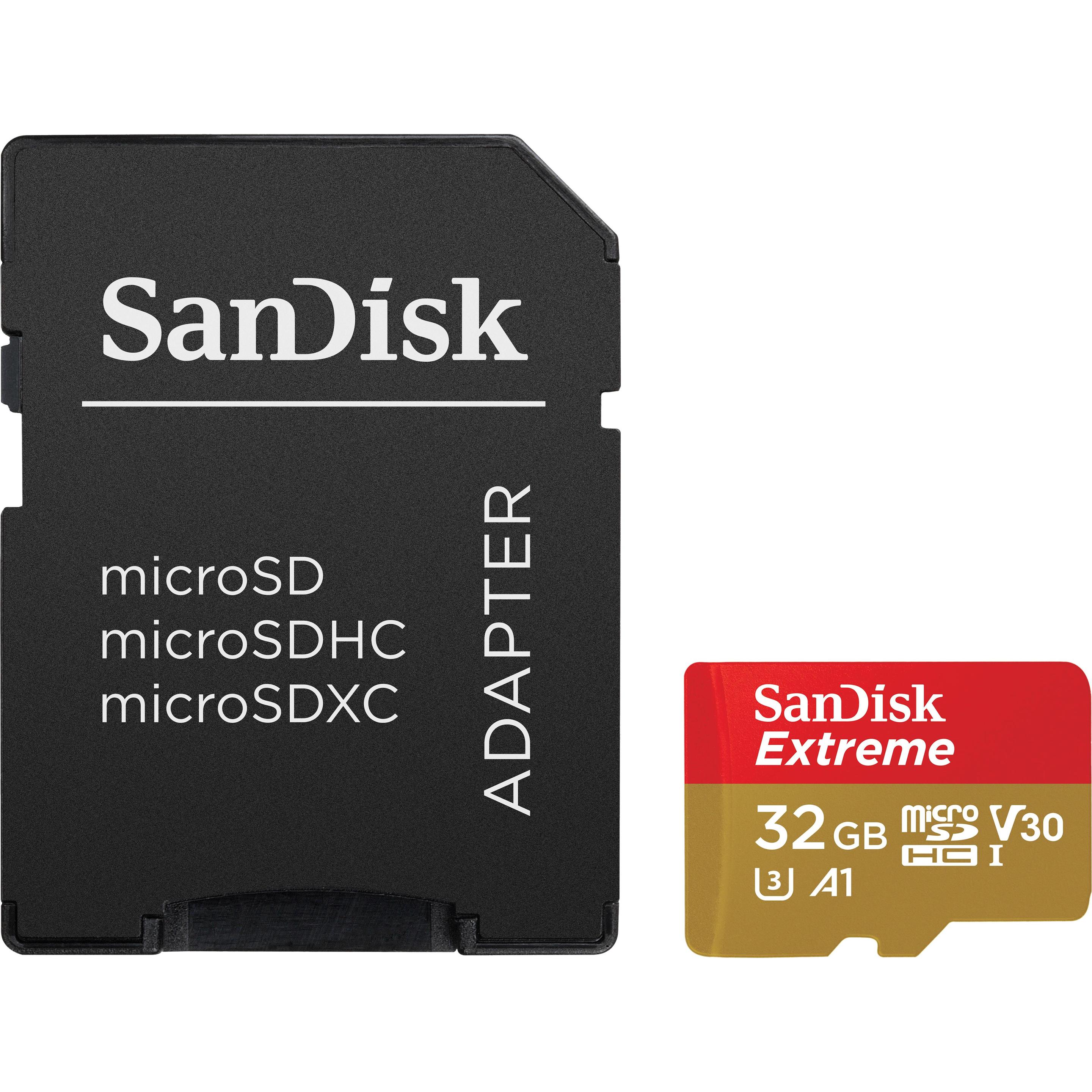 SANDISK Extreme UHS-I V30 for Action Cam (32 GB, microSDHC, U3, UHS-I), Scheda di memoria, Bianco, Giallo, Rosso