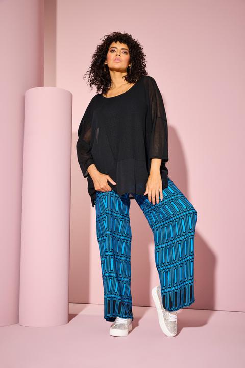 Produktbild Ulla Popken Pullover, Karostruktur, oversized, Rundhals, Halbarm (46)