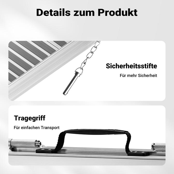 Produktbild Wiltec Rollstuhlrampe faltbar 150cm 270kg Rollirampe Alu Rollstuhl Flachrampe