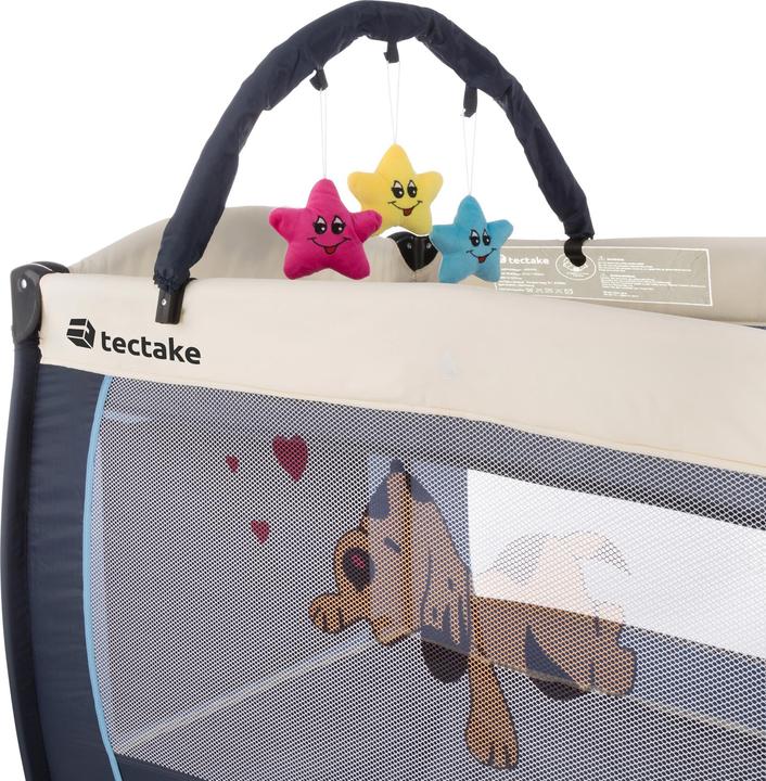 Produktbild tectake Kinderreisebett Hund mit Wickelauflage und Transporttasche (60 x 120 cm)