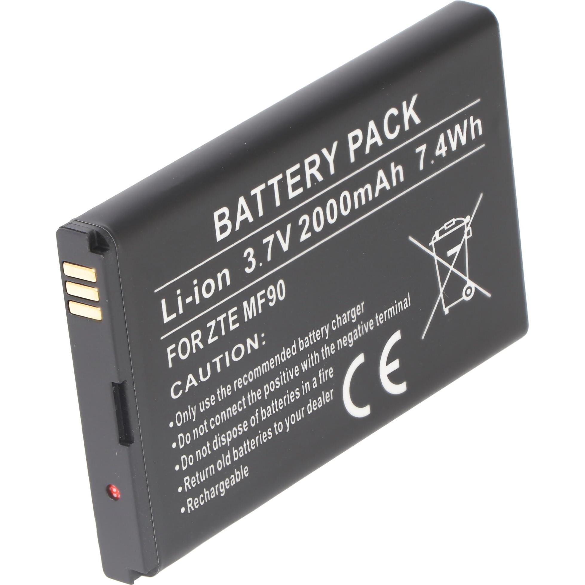 AccuCell Akku ZTE MF90 (1 Stk., Gerätespezifisch, 2000 mAh, Ladegerät inkl. Akku), Akku Ladegerät