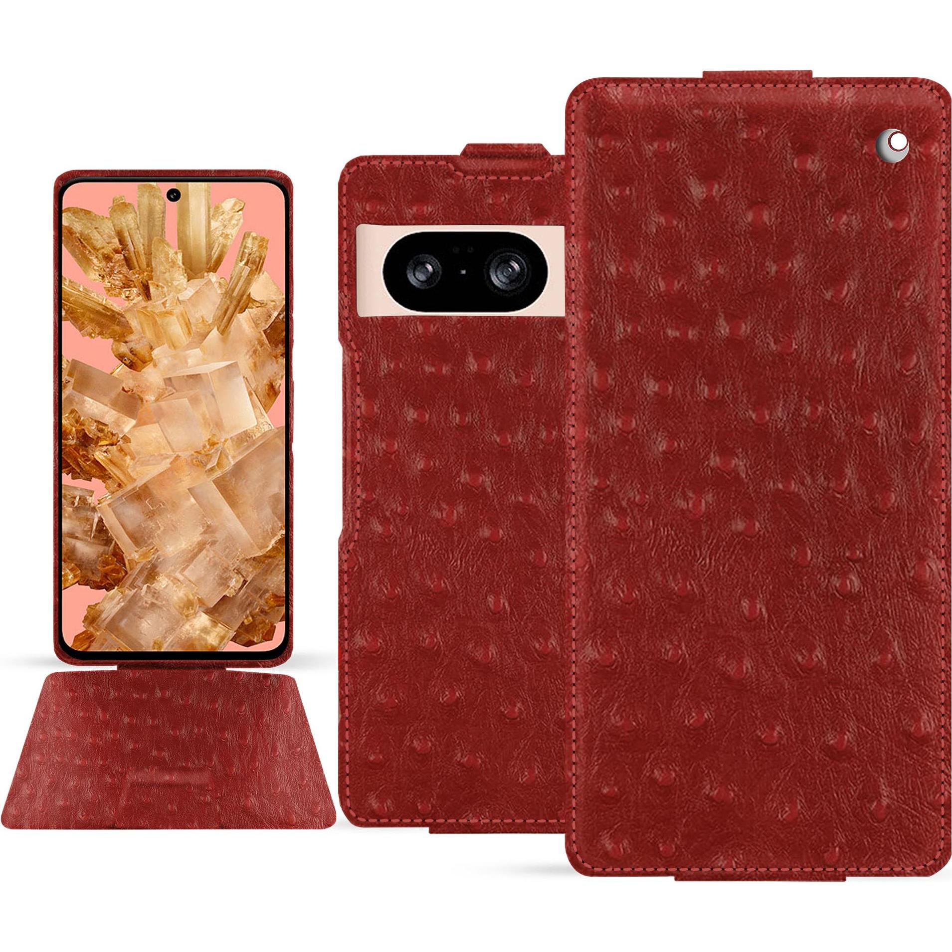 Noreve Lederschutzhülle vertikal (Google Pixel 8), Smartphone Hülle, Rot