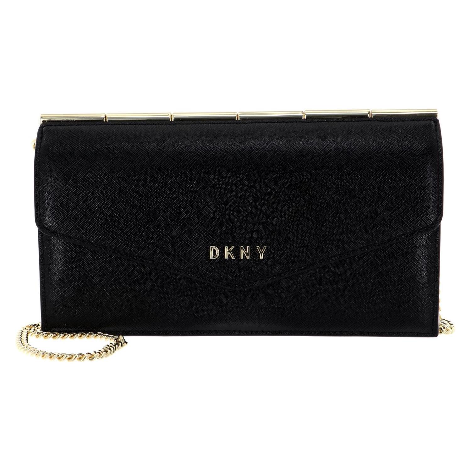 Dkny, Damen, Portemonnaie, Heidi Wallet With Strap, Schwarz, Gold