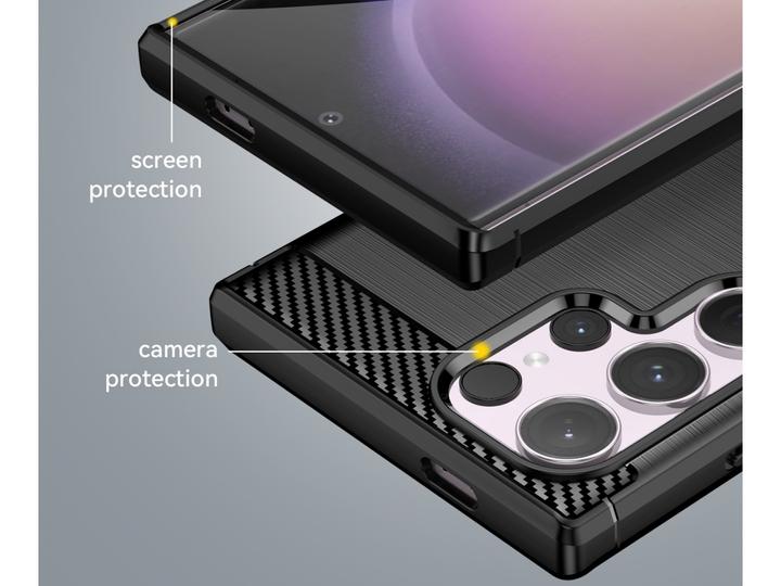 Immagine prodotto Screenguard Copertura in TPU morbido spazzolato al carbonio (Samsung Galaxy S24 Ultra)