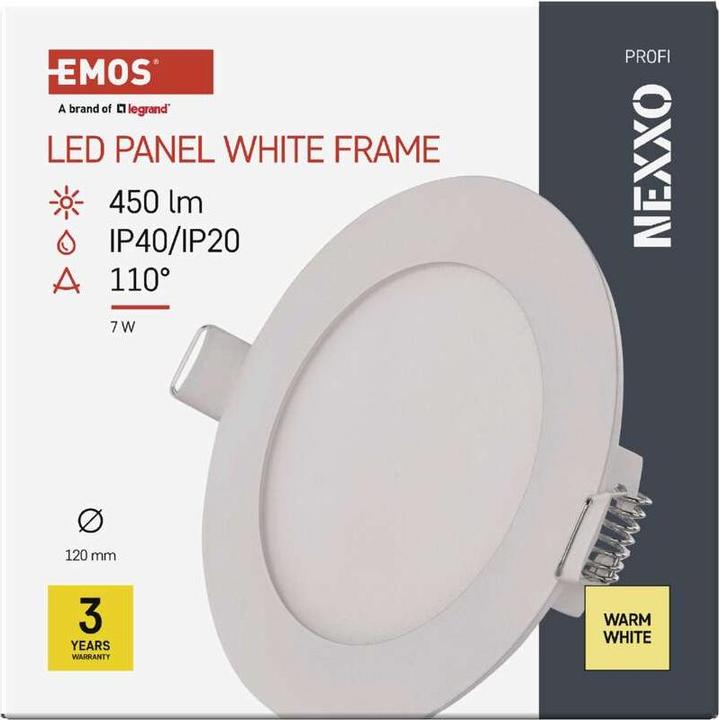 Produktbild Emos LED-Einbauleuchte NEXXO, runden, weiss, 7W, warmweiss (450 lm)