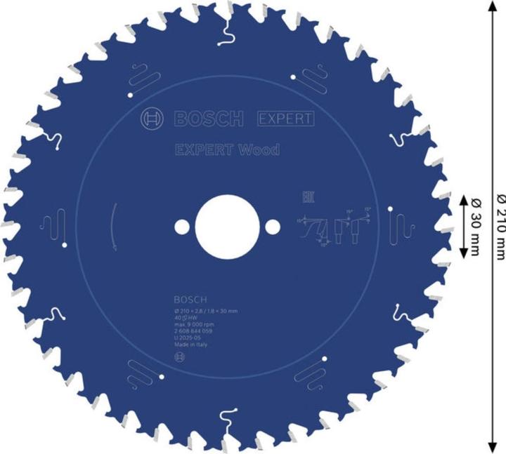 Produktbild Bosch Professional Zubehör Kreissägeblatt Expert for Wood, 210 x 30 x 2,8 mm, 40