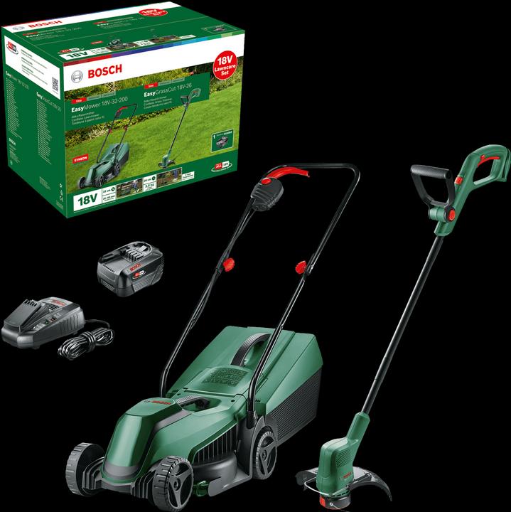 Produktbild Bosch Home & Garden EasyMower 18V-32-200 (1x4,0Ah) + EasyGrassCut 18V-26 (Baretool) (Akkubetrieb)