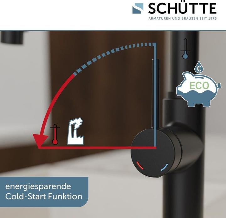 Produktbild Schütte Wasserhahn Küche BLACKPOOL Spültischarmatur Schwarz matt Ausziehbar Schwenkbar 79566