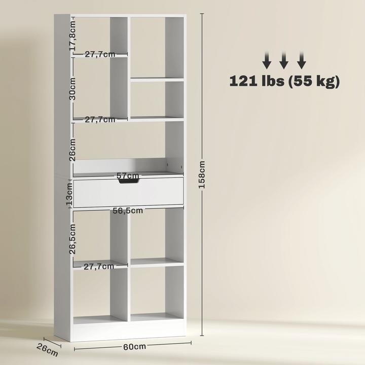 Immagine prodotto Homcom Bücherregal MDF, Spanplatte Weiss