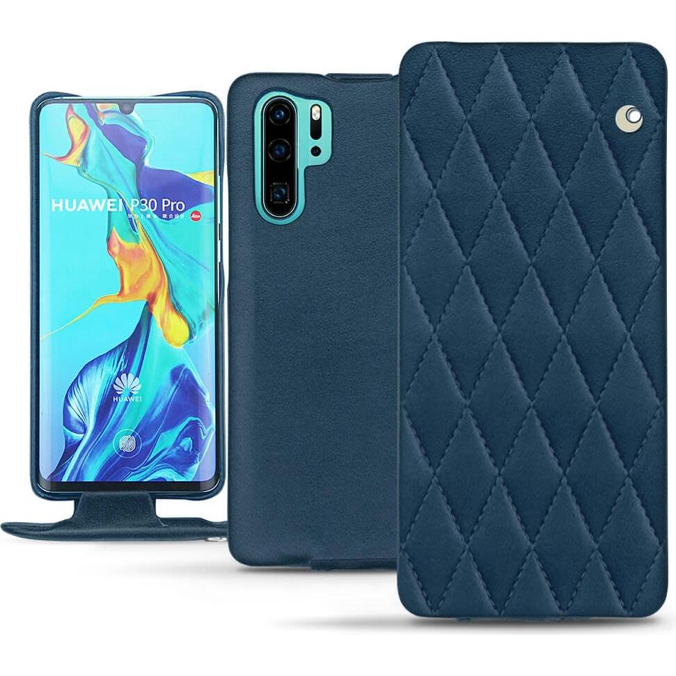 Noreve Lederschutzhülle vertikal (Huawei P30 Pro), Smartphone Hülle, Blau