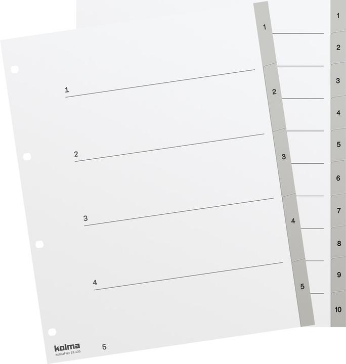 Actual product image Kolma Index A4 XL strong 1-5 5-piece grey