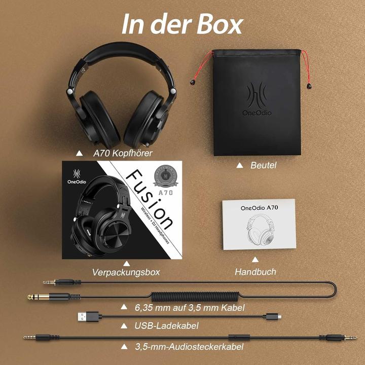 Produktbild OneOdio Kabellose Over-Ear Kopfhörer A70 mit HiFi-Stereo Sound (NC, 72 h, Kabelgebunden, Kabellos)