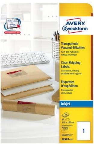 Immagine prodotto Avery Etichette universali J8567-25 Trasparente 210 mm x 297 mm