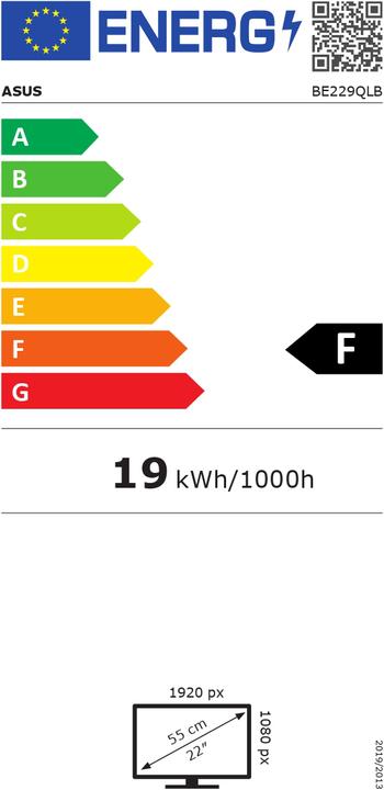 Energy Label ASUS Be229qlb (1920 x 1080 pixels, 21.50")
